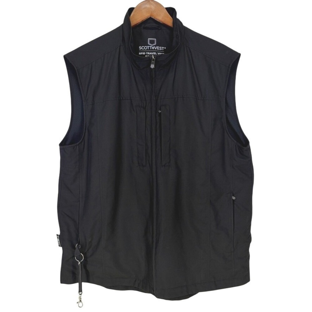 SCOTTEVEST RFID Travel Vest Mens L Black Lightweight PAN Techwear Hiking